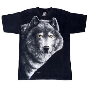 Trinity 1995 Big Wolf Graphic Tee Black Shirt Vintage 90’s Single Stitch Large